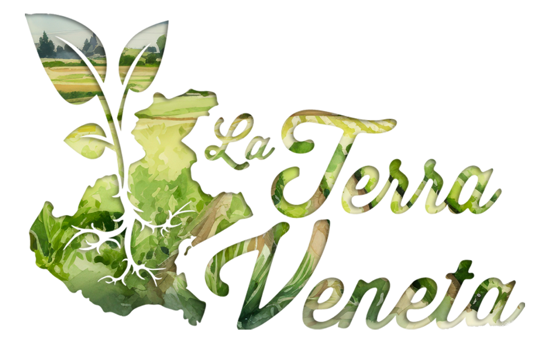 Logo La Terra Veneta con foglie e paesaggio rurale.